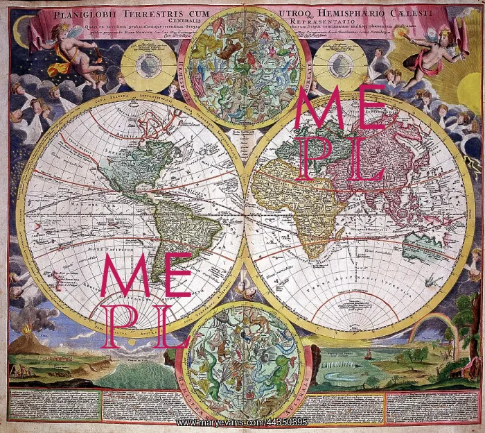 : 18th century Map of the World (Hemispheres) : 18th century Map of the World (Hemispheres)