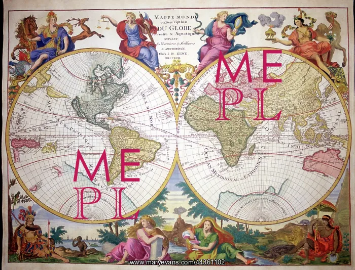  : 18th century Map of the World, Mappe Monde du Globe