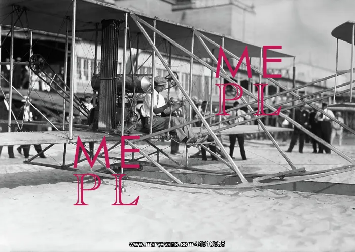 : 1900s pilot walter brookins sitting in wright : 1900s pilot walter brookins sitting in wright