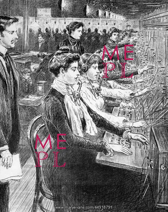 : 1902 illustration women switchboard operators : 1902 illustration women switchboard operators