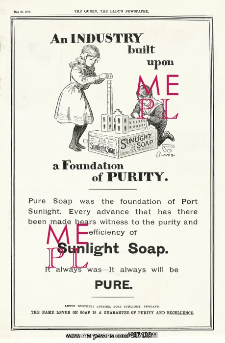 : 1908 UK Magazine Sunlight Soap Advert : 1908 UK Magazine Sunlight Soap Advert