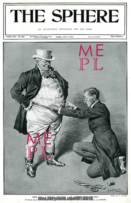 : 1911 Census - John Bull being measured : 1911 Census - John Bull being measured