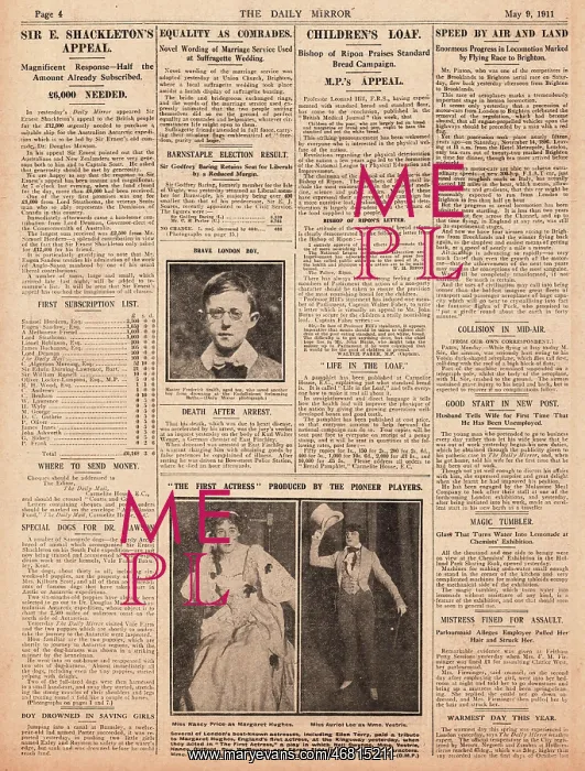 : 1911 Daily Mirror Ernest Shackleton appeal : 1911 Daily Mirror Ernest Shackleton appeal