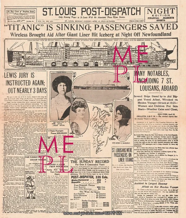 : 1912 Sinking of White Star liner Titanic : 1912 Sinking of White Star liner Titanic