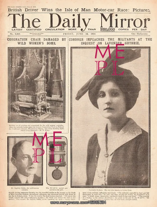 : 1914 Daily Mirror Suffragette attack at Westminster Abbey : 1914 Daily Mirror Suffragette attack at Westminster Abbey
