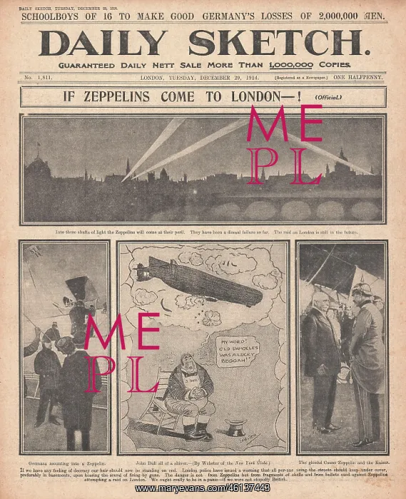 : 1914 Daily Sketch Zeppelin : 1914 Daily Sketch Zeppelin