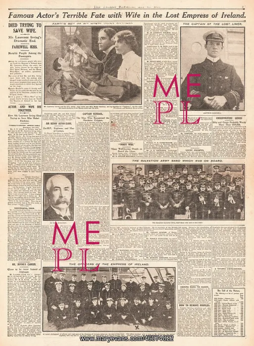 : 1914 Weekly Dispatch Liner Empress of Ireland sinks : 1914 Weekly Dispatch Liner Empress of Ireland sinks