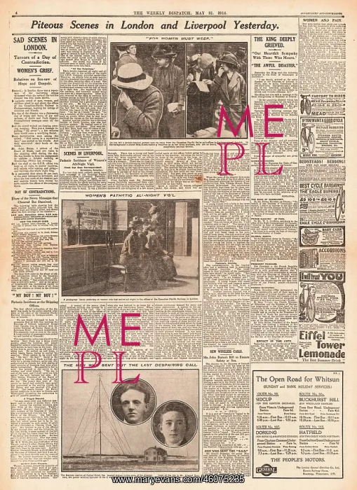 : 1914 Weekly Dispatch Liner Empress of Ireland sinks : 1914 Weekly Dispatch Liner Empress of Ireland sinks