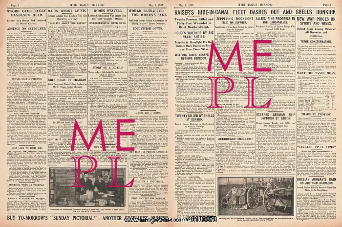 : 1915 Daily Mirror German Navy Shells Dunkirk : 1915 Daily Mirror German Navy Shells Dunkirk
