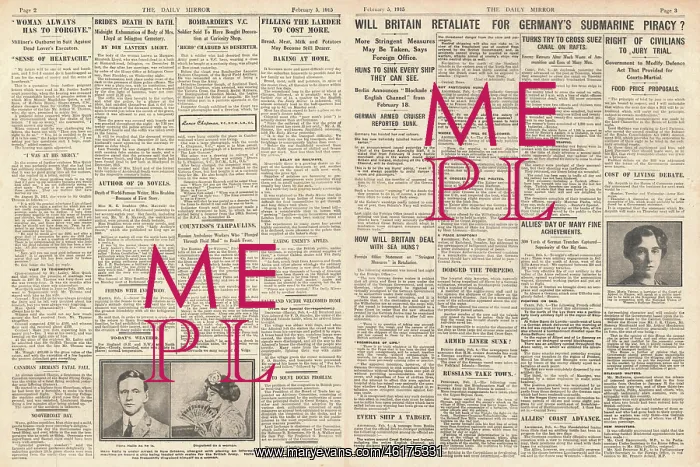 : 1915 Daily Mirror Germany's U-Boat Menace : 1915 Daily Mirror Germany's U-Boat Menace