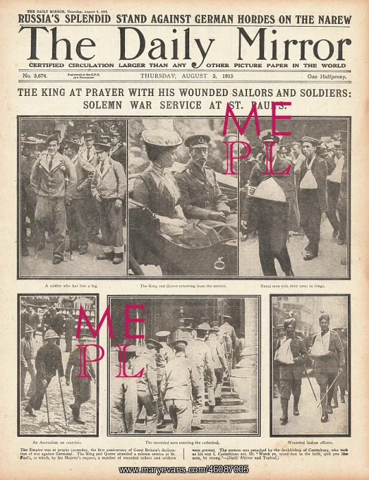 : 1915 Daily Mirror King attends Intercession Service at St. P : 1915 Daily Mirror King attends Intercession Service at St. P