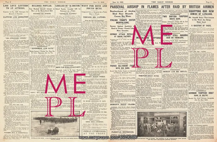: 1915 Daily Mirror Parseval Airship in Flames : 1915 Daily Mirror Parseval Airship in Flames
