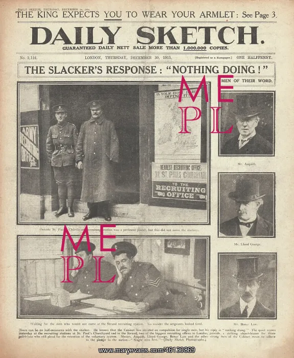 : 1915 Daily Sketch Criticism of slackers : 1915 Daily Sketch Criticism of slackers