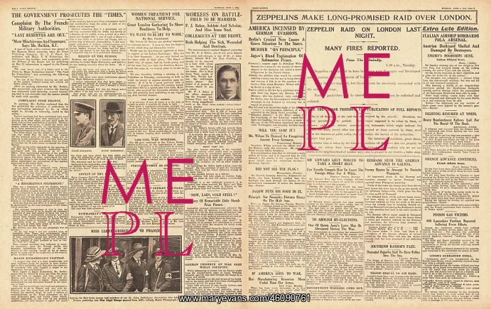 : 1915 Daily Sketch First Zeppelin Raid on London : 1915 Daily Sketch First Zeppelin Raid on London