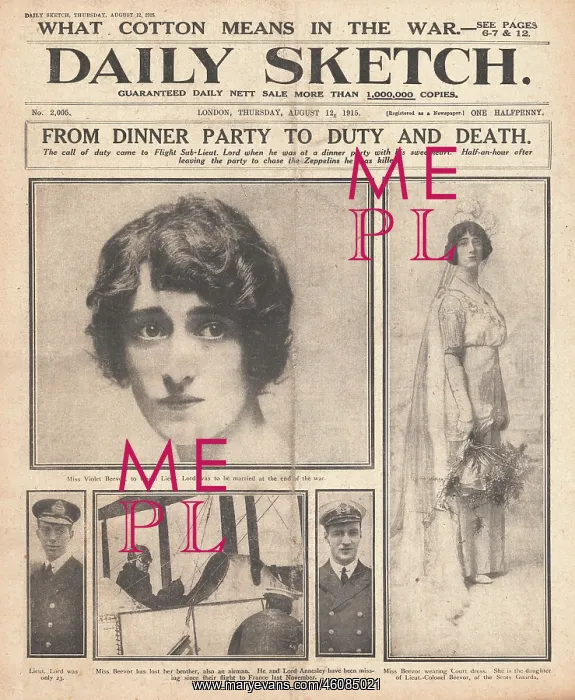 : 1915 Daily Sketch Violet Beevor, Lt. Lord and Lord Annesley : 1915 Daily Sketch Violet Beevor, Lt. Lord and Lord Annesley