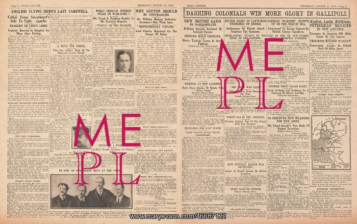 : 1915 Daily Sketch Violet Beevor, Lt. Lord and Lord Annesley : 1915 Daily Sketch Violet Beevor, Lt. Lord and Lord Annesley
