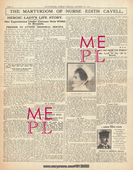 : 1915 Sunday Herald Execution of Nurse Edith Cavell : 1915 Sunday Herald Execution of Nurse Edith Cavell