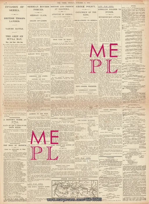 : 1915 The Times German and Austro-Hungarian forces invade Ser : 1915 The Times German and Austro-Hungarian forces invade Ser