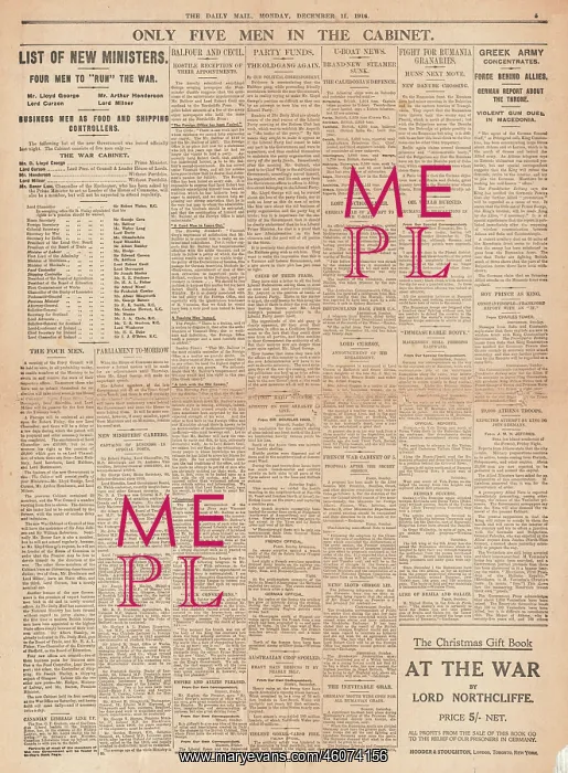  : 1916 Daily Mail Five men in the British Cabinet