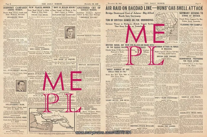 : 1916 Daily Mirror Air raid on Baghdad line : 1916 Daily Mirror Air raid on Baghdad line