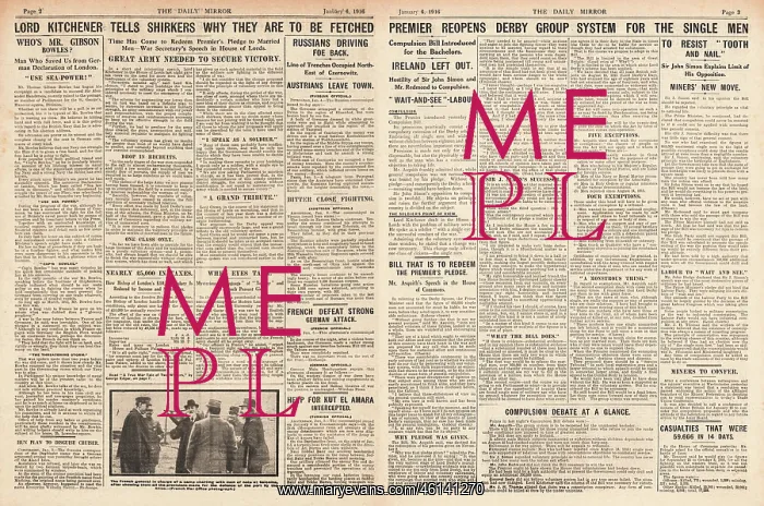 : 1916 Daily Mirror Asquith re-opens Derby scheme of conscript : 1916 Daily Mirror Asquith re-opens Derby scheme of conscript