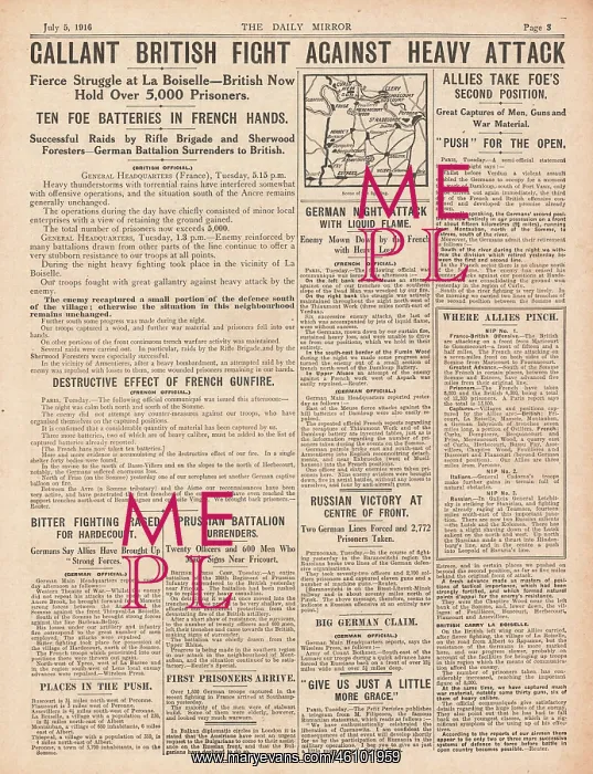 : 1916 Daily Mirror Battle of the Somme : 1916 Daily Mirror Battle of the Somme