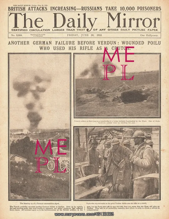 : 1916 Daily Mirror Battle of Verdun : 1916 Daily Mirror Battle of Verdun