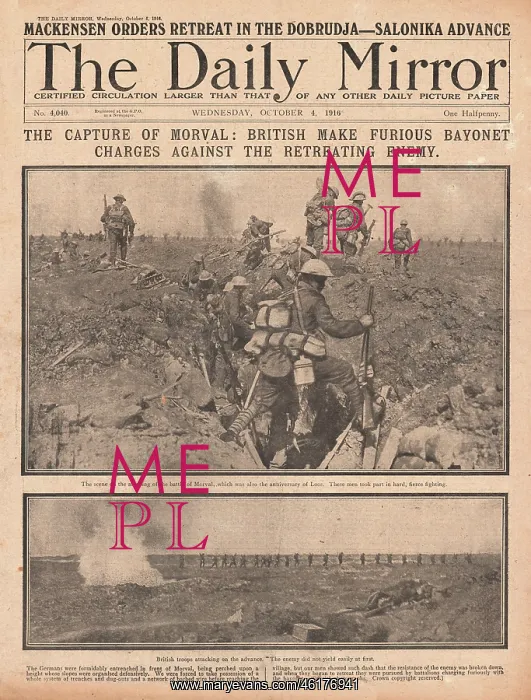 : 1916 Daily Mirror British army capture Morval : 1916 Daily Mirror British army capture Morval