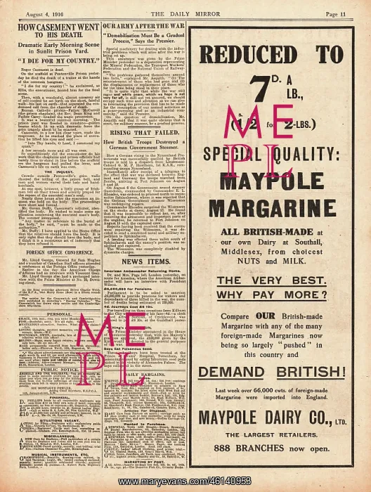 : 1916 Daily Mirror Execution of Roger Casement : 1916 Daily Mirror Execution of Roger Casement