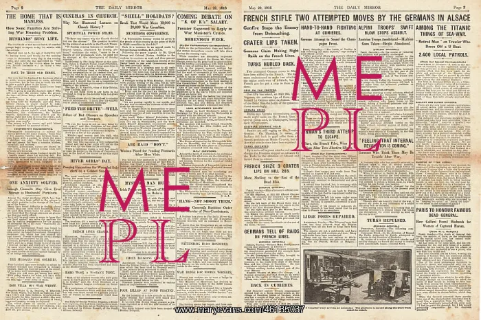 : 1916 Daily Mirror German advance held in Alsace : 1916 Daily Mirror German advance held in Alsace