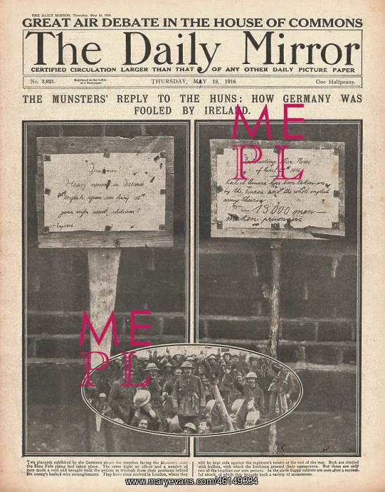 : 1916 Daily Mirror German propaganda placards : 1916 Daily Mirror German propaganda placards