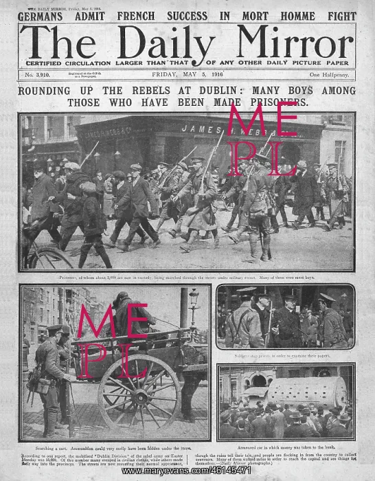 : 1916 Daily Mirror Rounding up rebels in Dublin : 1916 Daily Mirror Rounding up rebels in Dublin