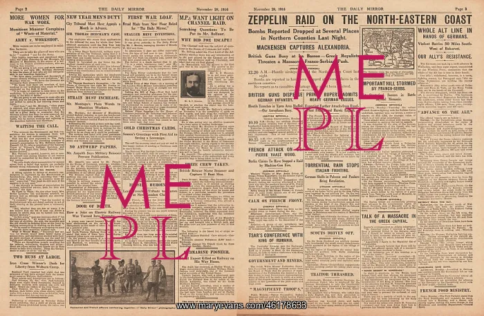 : 1916 Daily Mirror Zeppelin raid on England : 1916 Daily Mirror Zeppelin raid on England