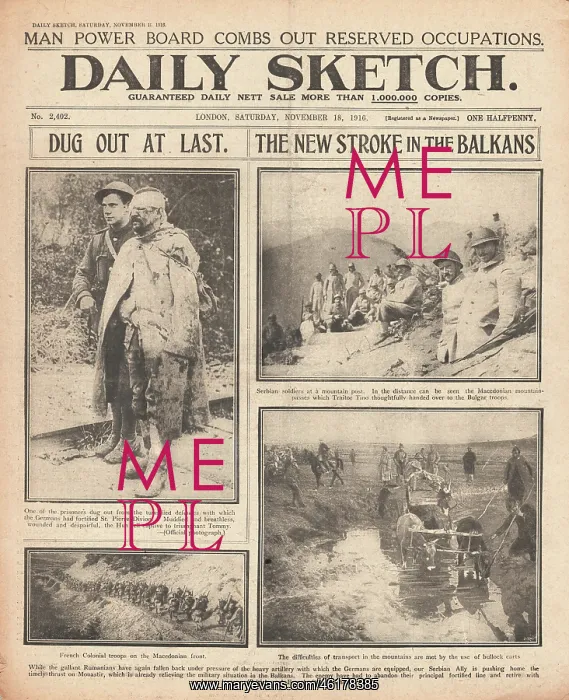 : 1916 Daily Sketch Allied forces in the Balkans : 1916 Daily Sketch Allied forces in the Balkans