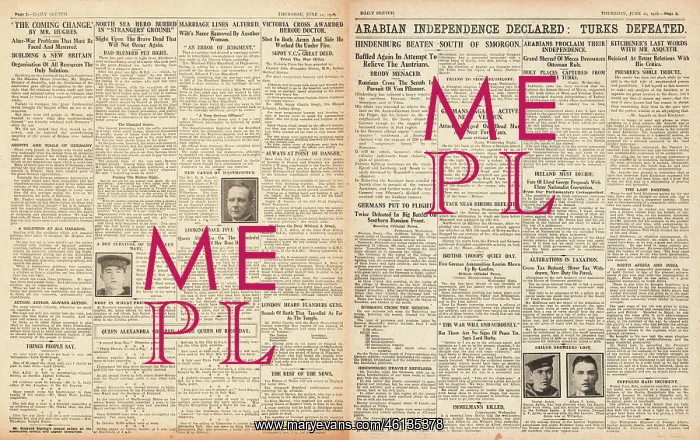 : 1916 Daily Sketch Arabian independence declared : 1916 Daily Sketch Arabian independence declared