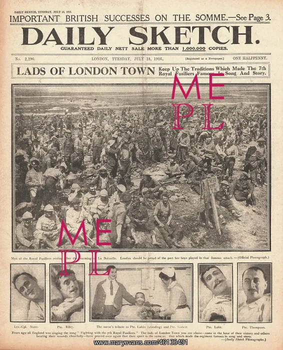 : 1916 Daily Sketch British troops resting : 1916 Daily Sketch British troops resting