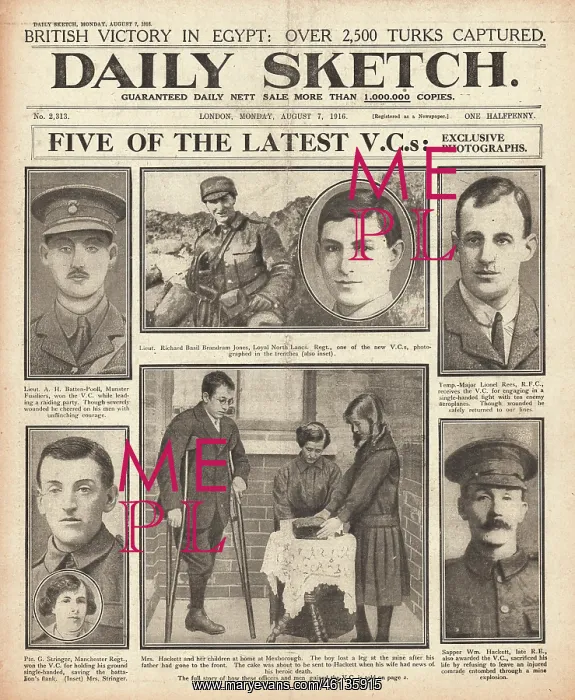 : 1916 Daily Sketch Five VC Holders : 1916 Daily Sketch Five VC Holders