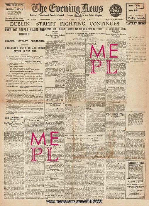 : 1916 Evening News Easter Easter Rising in Ireland : 1916 Evening News Easter Easter Rising in Ireland