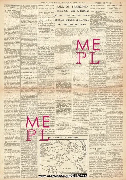 : 1916 Glasgow Herald front page Fall of Trebizond : 1916 Glasgow Herald front page Fall of Trebizond