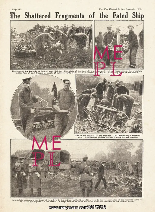 : 1916 War Illustrated Zeppelin raid on Cuffley : 1916 War Illustrated Zeppelin raid on Cuffley