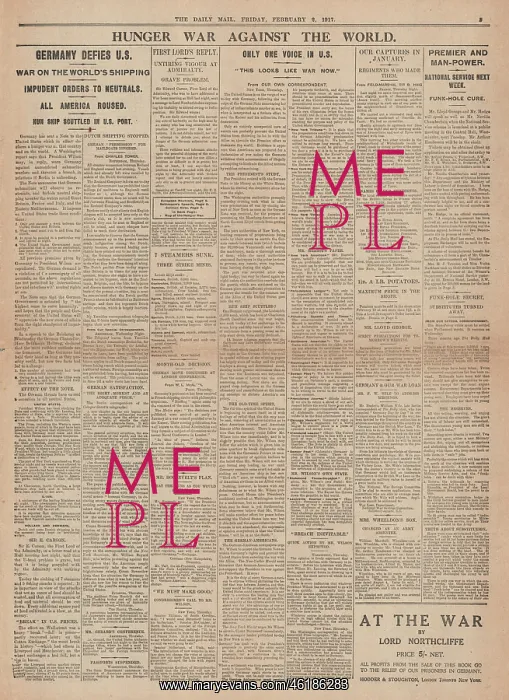 : 1917 Daily Mail American relations with Germany broken off : 1917 Daily Mail American relations with Germany broken off