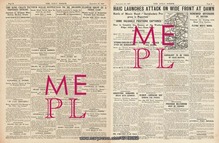 : 1917 Daily Mirror Battle of Menin Road : 1917 Daily Mirror Battle of Menin Road
