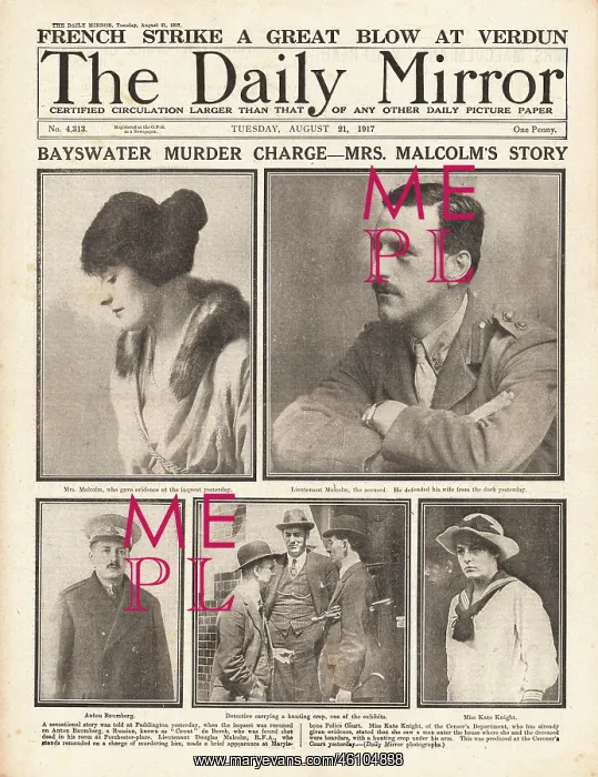 : 1917 Daily Mirror Trial of Douglas Malcolm : 1917 Daily Mirror Trial of Douglas Malcolm