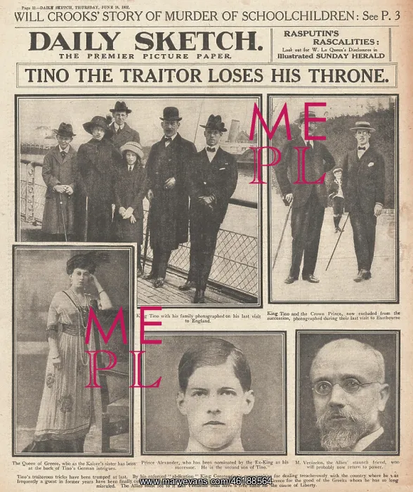 : 1917 Daily Sketch King Constantine gives up Greek Throne : 1917 Daily Sketch King Constantine gives up Greek Throne