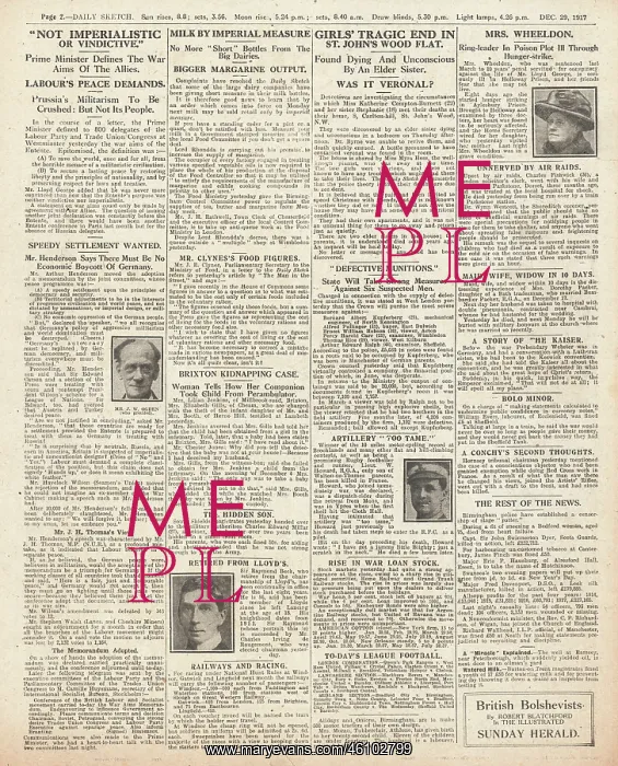 : 1917 Daily Sketch Lloyd George poison plotter ill : 1917 Daily Sketch Lloyd George poison plotter ill