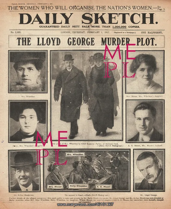 : 1917 Daily Sketch plot to poison Prime Minister : 1917 Daily Sketch plot to poison Prime Minister