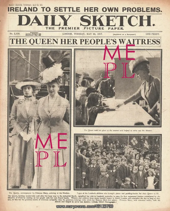 : 1917 Daily Sketch Queen Mary Visits Lambeth : 1917 Daily Sketch Queen Mary Visits Lambeth