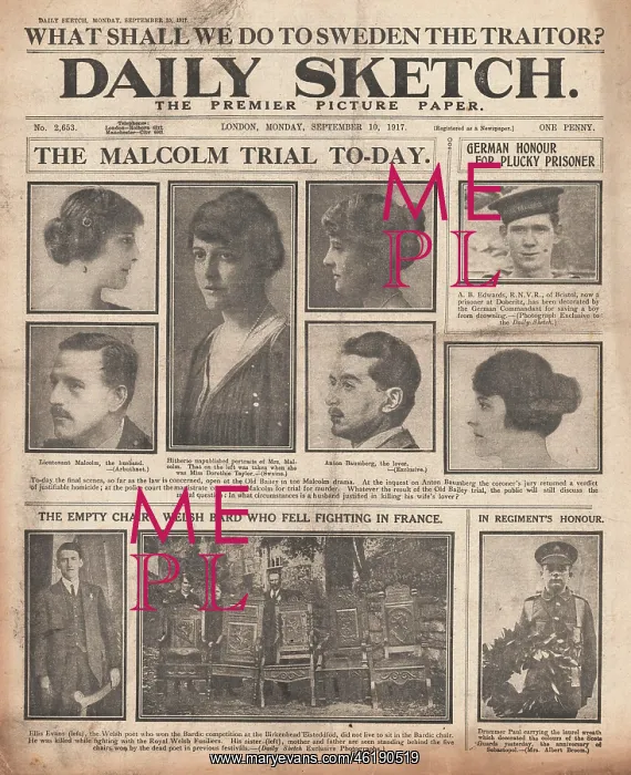 : 1917 Daily Sketch Trial of Douglas Malcolm : 1917 Daily Sketch Trial of Douglas Malcolm