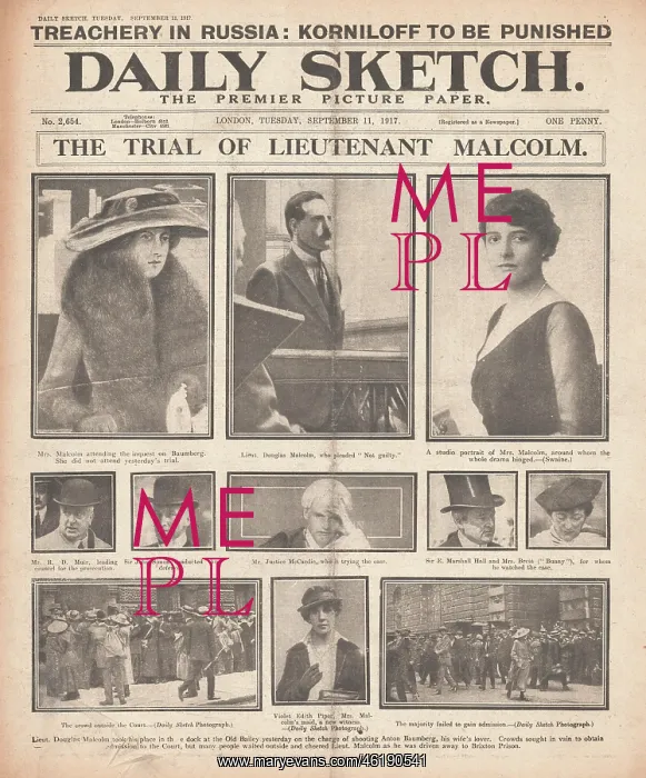 : 1917 Daily Sketch Trial of Douglas Malcolm : 1917 Daily Sketch Trial of Douglas Malcolm