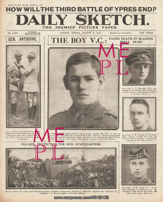 : 1917 Daily Sketch Four VC's Awarded : 1917 Daily Sketch Four VC's Awarded